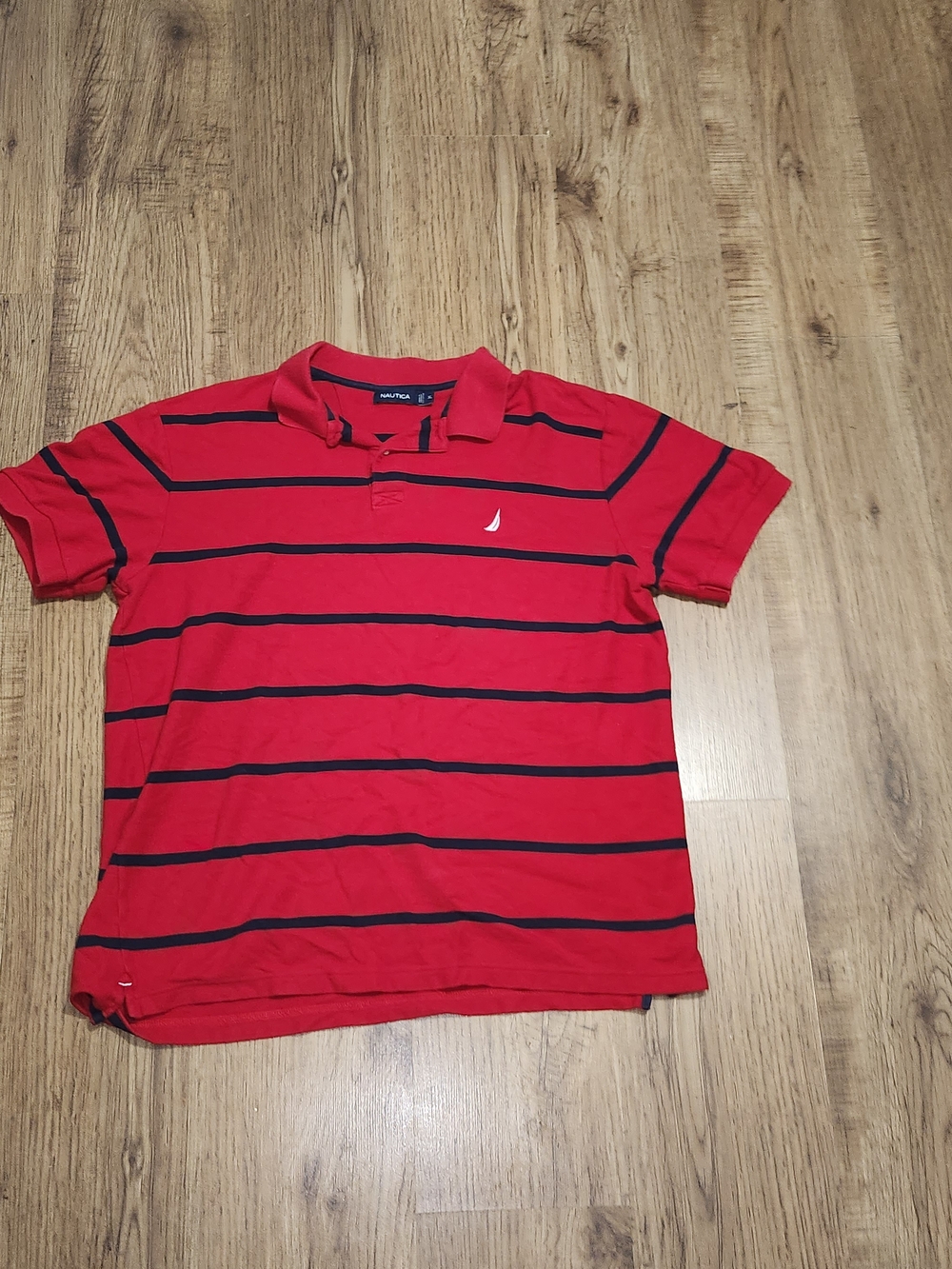 Nautica Red Polo with Navy Stripe Detail